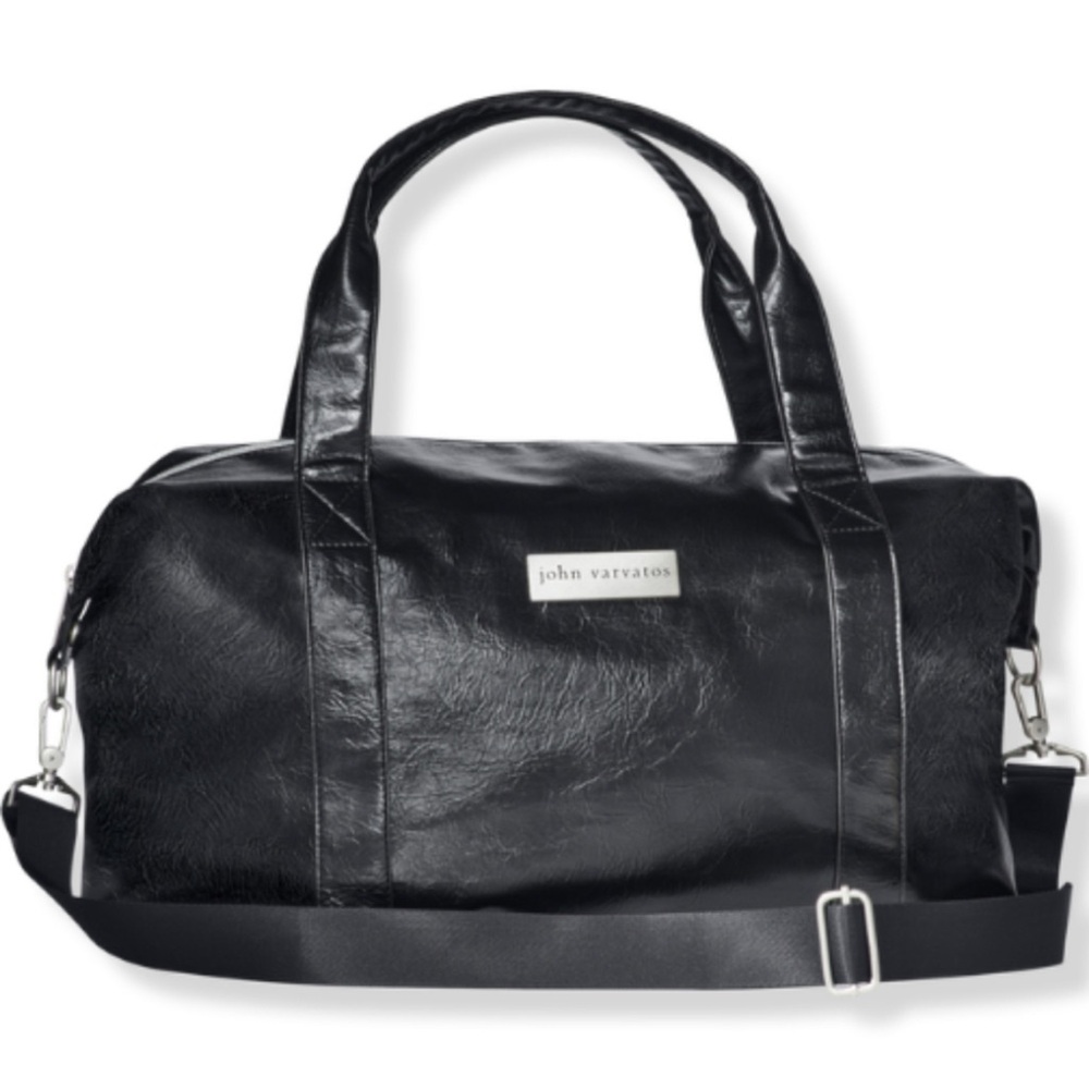 John Varvatos | Faux Leather Weekender Travel Duffel Tote Bag Shoulder Strap